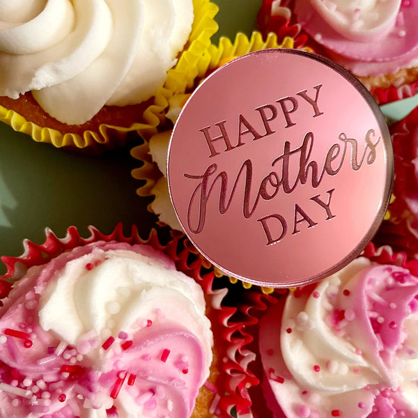 Happy Mothers Day Cupcake Mirrored Charm or Gift Tag