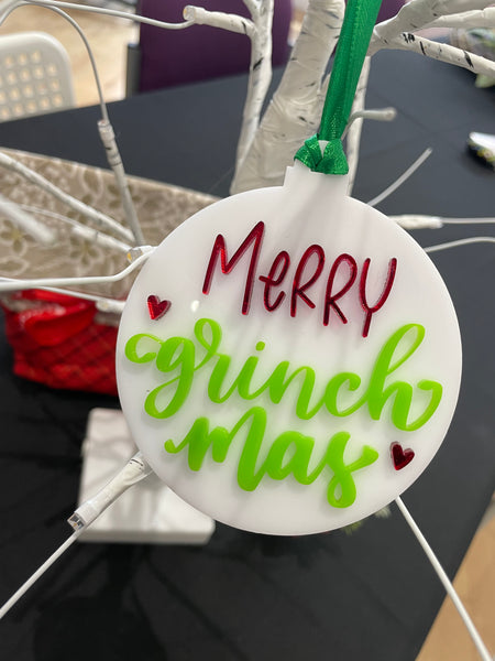 MERRY Grinch mas acrylic bauble