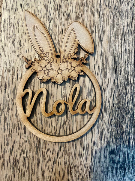 Personalised Mdf bunny baubles