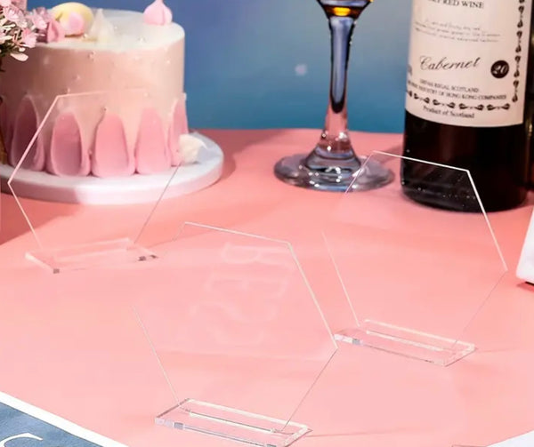 Hexagon clear acrylic stands