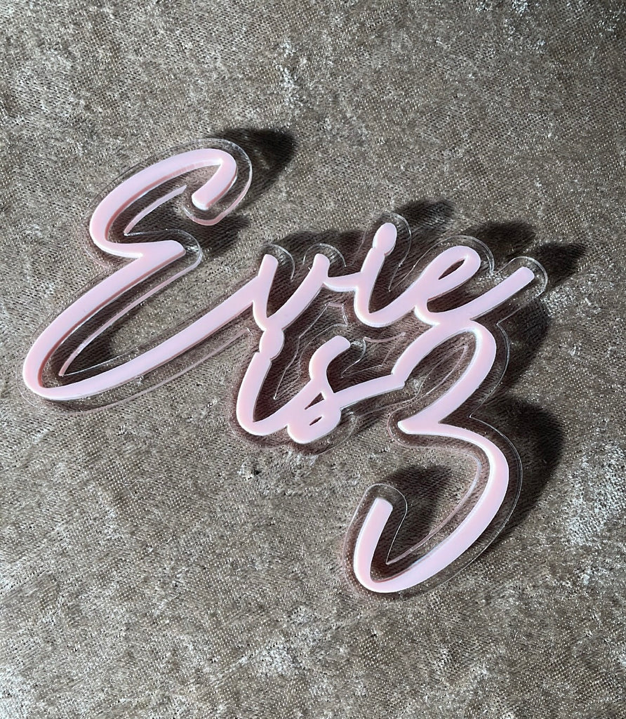 Double layer ‘ name is age ‘ acrylic cake charms