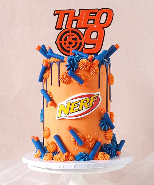 Layered acrylic nerf style cake topper or charm