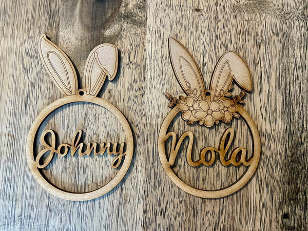 Personalised Mdf bunny baubles