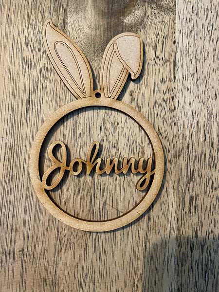 Personalised Mdf bunny baubles