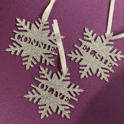 Glitter acrylic snowflakes name only