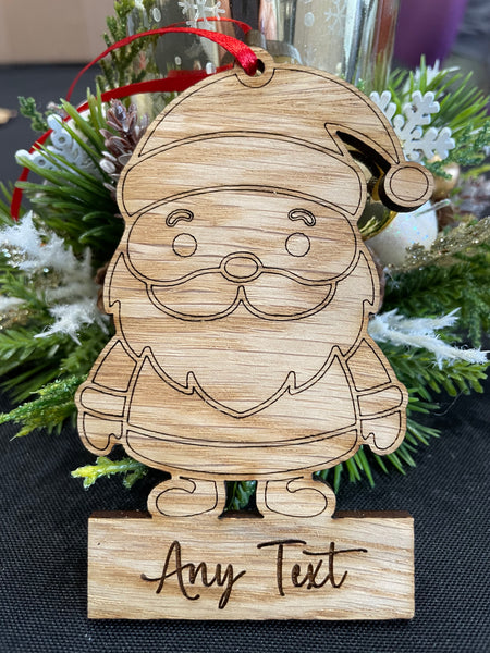 Personalised oak veneer christmas ornaments