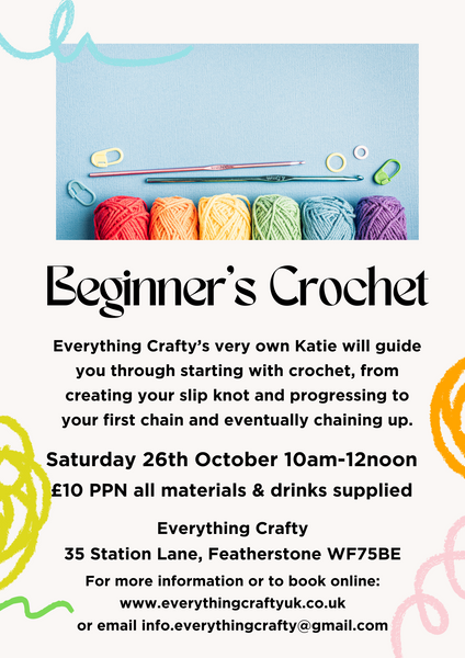 Beginners Crocheting With Katie SATURDAY 26TH OCT 10-12noon