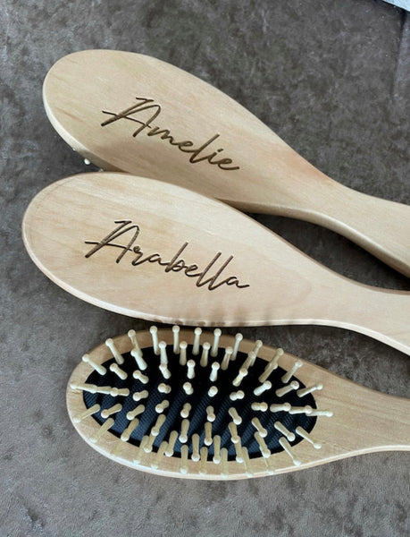 Personalised wooden hair brush