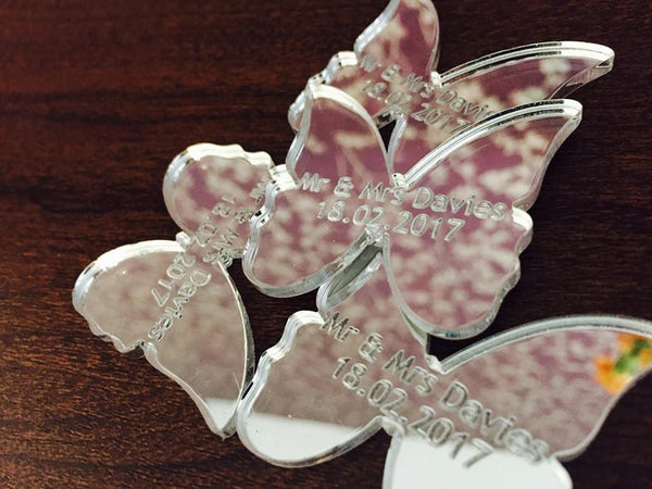 Mirrored Silver Butterfly Wedding / Party Favours