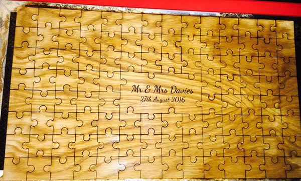 Laser cut Oak Veneer Wedding gift book jigsaw