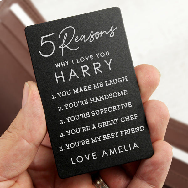 Personalised 5 Reasons Why I Love You Wallet Card