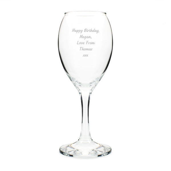 Engraved wine glass any message