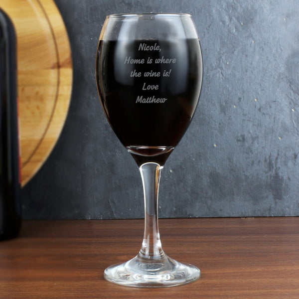 Engraved wine glass any message