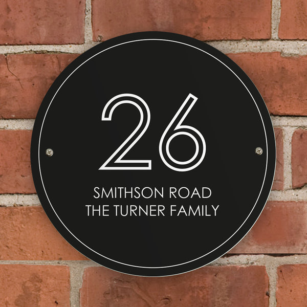 Personalised Black Number & Name House Sign