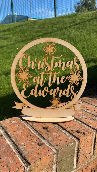 Christmas personalised globe Standing plaque mdf