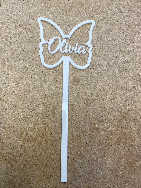 Personalised butterfly acrylic wands high gloss