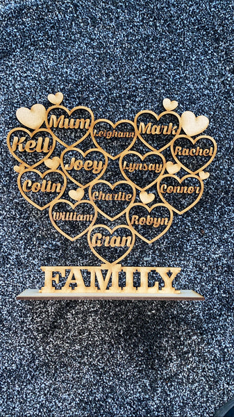 Family Heart of Hearts Personalised Freestanding Plaque